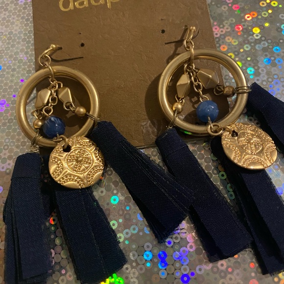 Dauplaise NY Gold and Blue Tassel Earrings - Picture 5 of 6